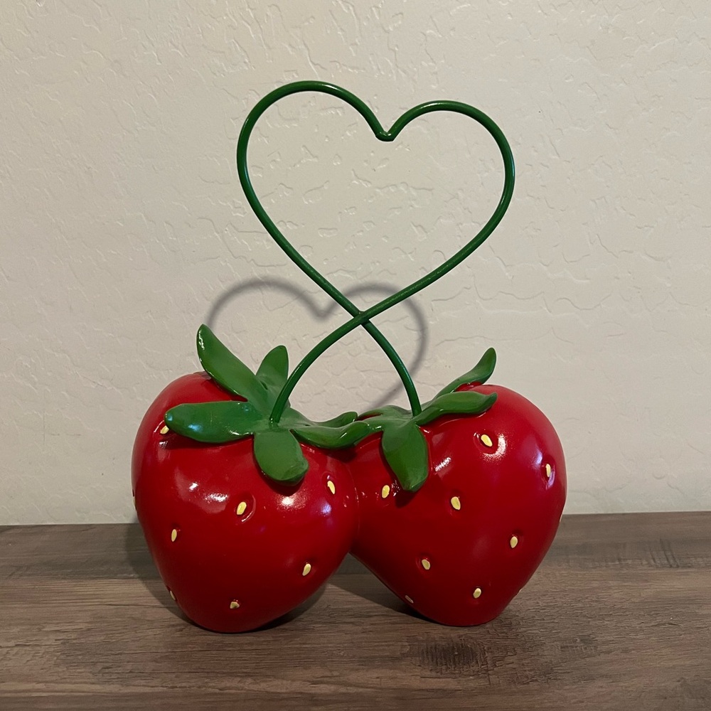 Red Strawberries with Heart Shaped Stem Resin Valentine’s Day Decor